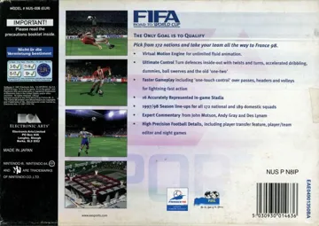 FIFA - Road to World Cup 98 (Europe) (En,Fr,De,Es,It,Nl,Sv) box cover back